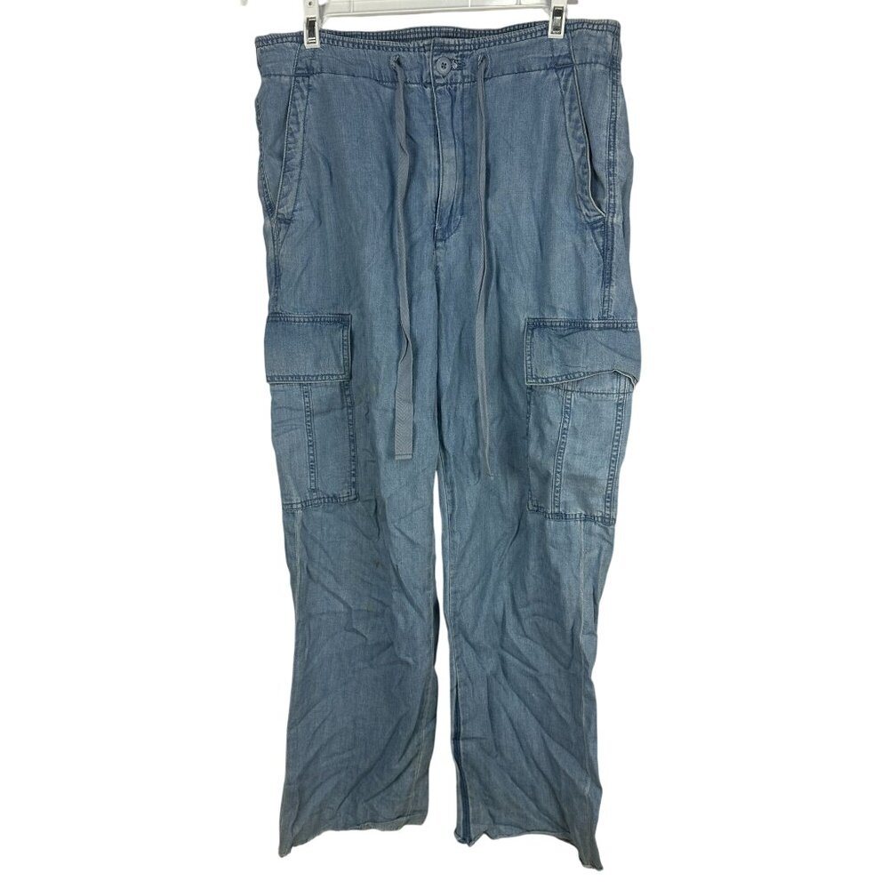 American Eagle Womens Cargo Denim Pants Size 12 Blue Cotton Lyocell Casual Style